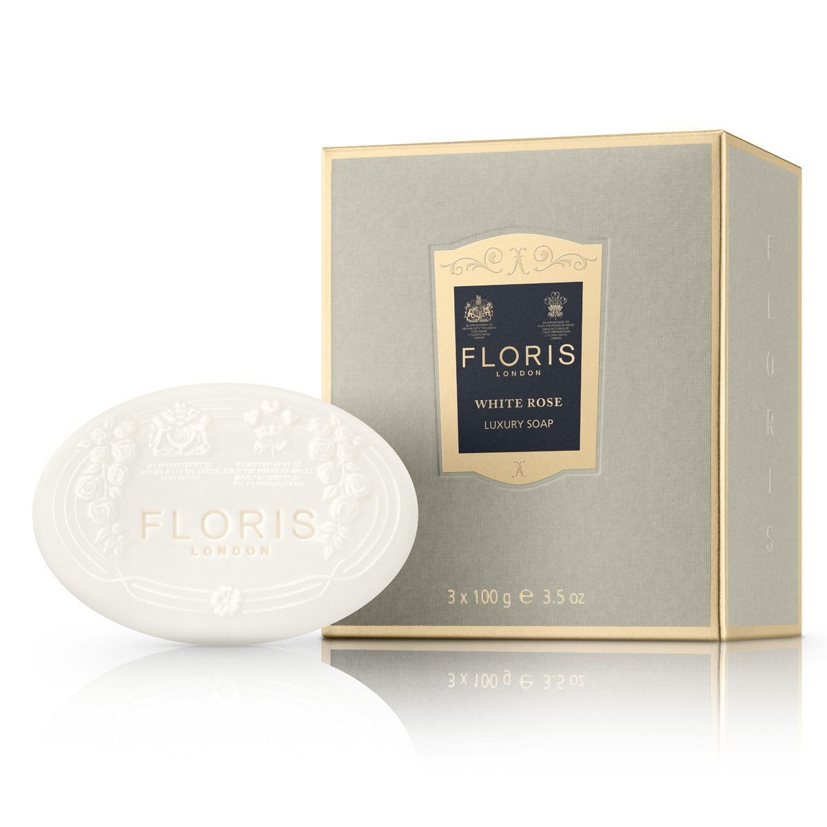 Floris Londres - Jabones de lujo de rosa blanca 3 x 100 g / 3.5 oz