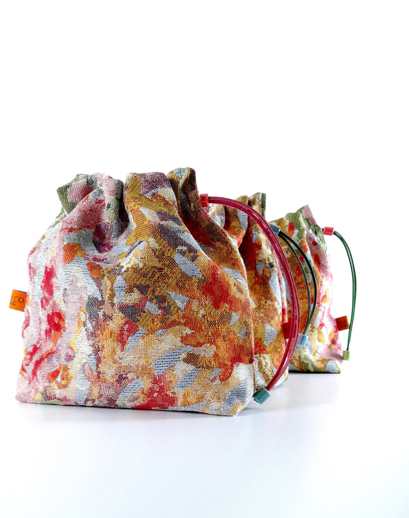 Sash & Co - Jacquard Multicolor Corals fabric Makeup Bag
