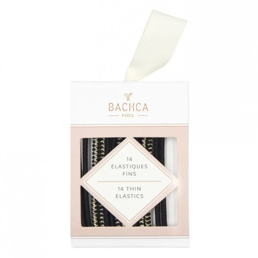 Bachca - Thin Hair Elastics - Black & Lurex (14-Pack)