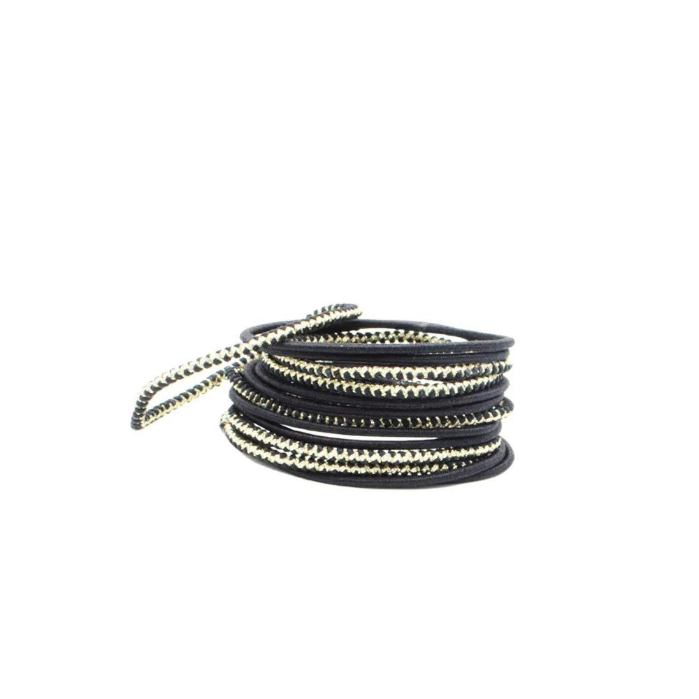 Bachca - Thin Hair Elastics - Black & Lurex (14-Pack)