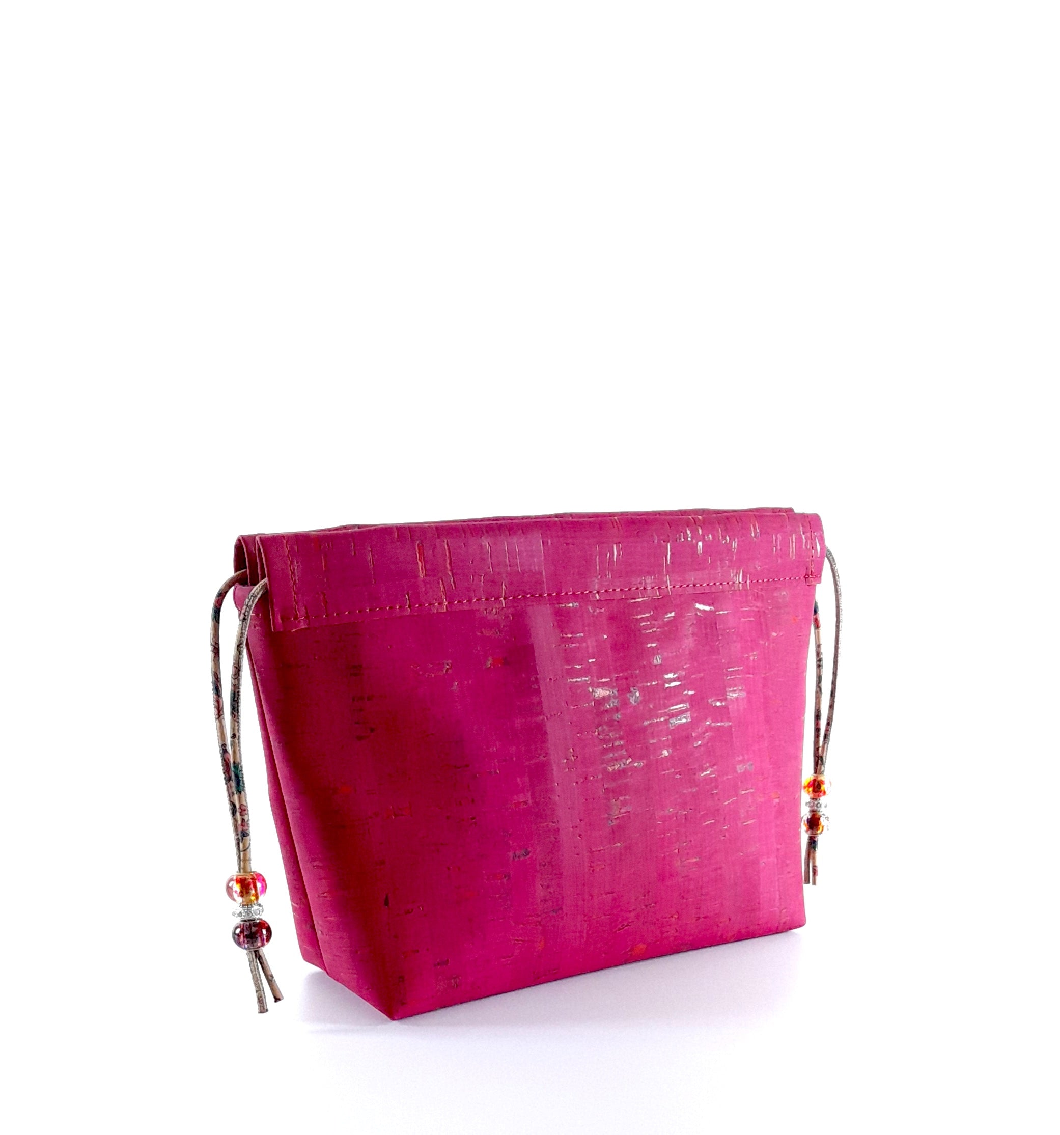 Sash & Co - Cork Rustic Fuchsia Makeup Bag