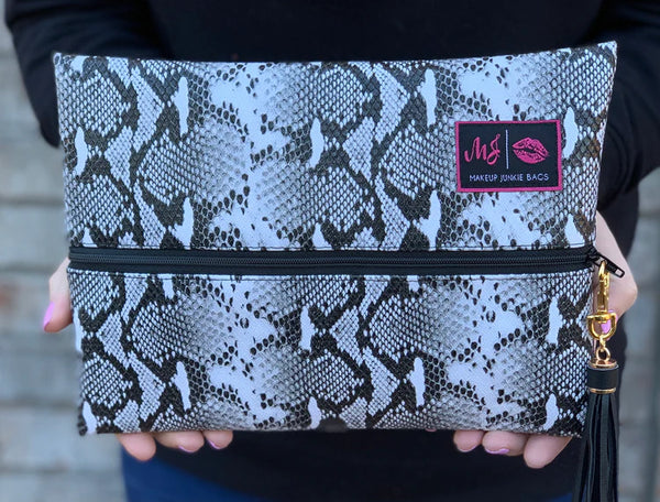 Makeup Junkie Bags - Black And White Viper